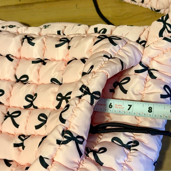 NWOT Katydid Pink Quilted Shoulder Bag with Black Bow Accents - Picture 13 of 13